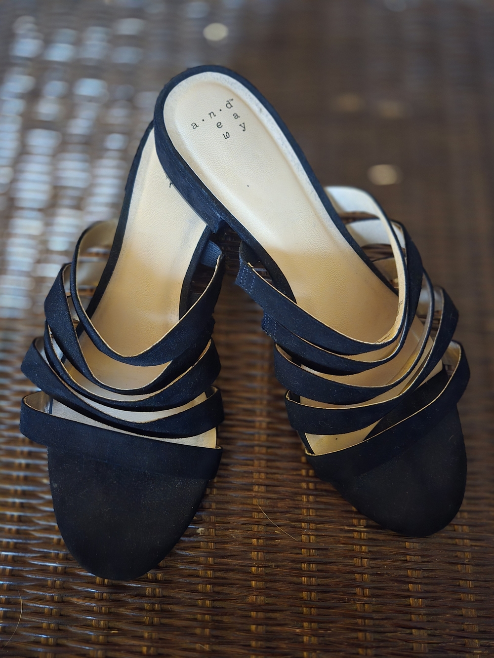 A New Day Black Strappy Block Heels